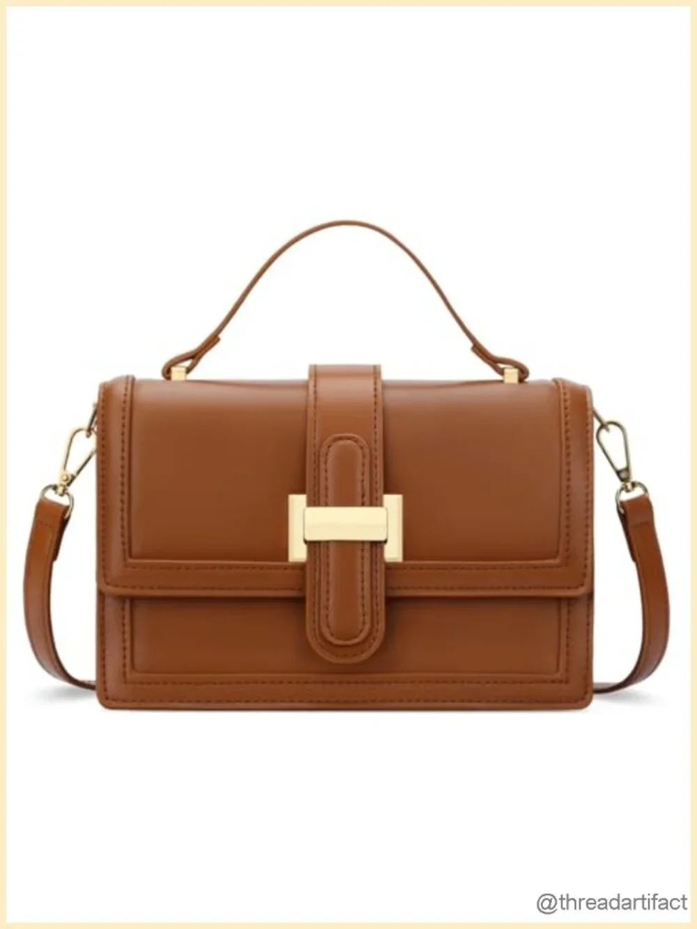 Vegan PU Leather Crossbody Bag with Top Handle and Adjustable Strap